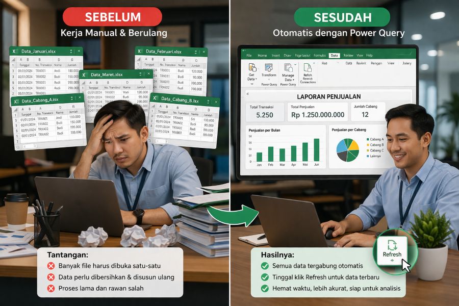 3 kasus otomatisasi excel dengan power query